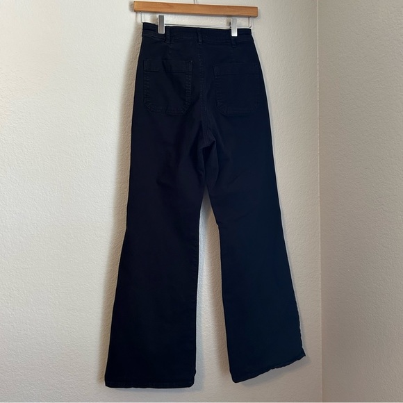 Marine Layer Bridget Twill Flare Patch Pants W/Patch Pockets Faded Black, Size 6 - Picture 9 of 13